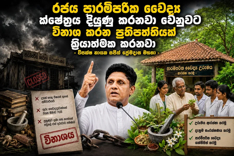 රජය පාරම්පරික වෛද්ය ක්ෂේත්රය දියුණු කරනවා වෙනුවට විනාශ කරන ප්රතිපත්තියක් ක්රියාත්මක කරනවා