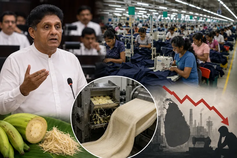 කෙහෙල් කොටෙන් ඇඳුම් හදන්න පෙර රටේ ඇති ඇගලුම් කර්මාන්තශාලා රැක ගන්න කටයුතු කරන්න