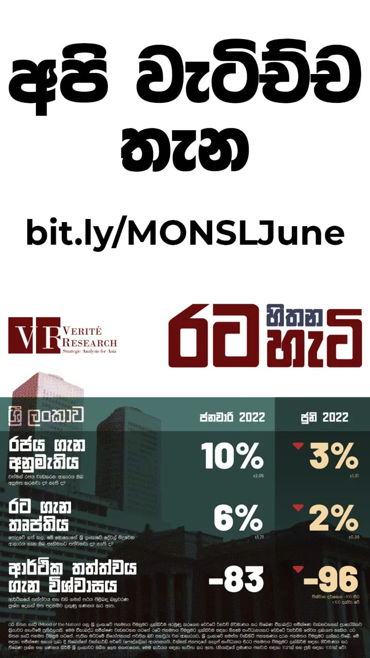 ජනතාගෙන් සියයට අනූ හතකට ආණ්ඩුව එපා