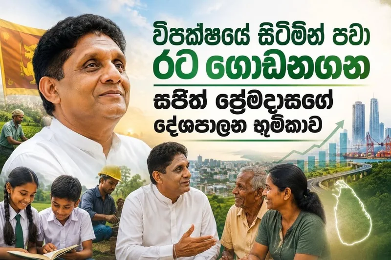 විපක්ෂයේ සිටිමින් පවා රට ගොඩනගන සජිත් ප්‍රේමදාසගේ දේශපාලන භූමිකාව